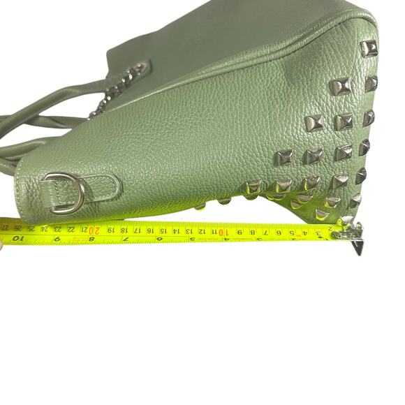 Viola Castellani Milano Green Leather Tote Bag Chain Shoulder Purse studded - Picture 11 of 12